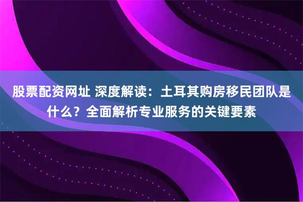 股票配资网址 深度解读：土耳其购房移民团队是什么？全面解析专业服务的关键要素